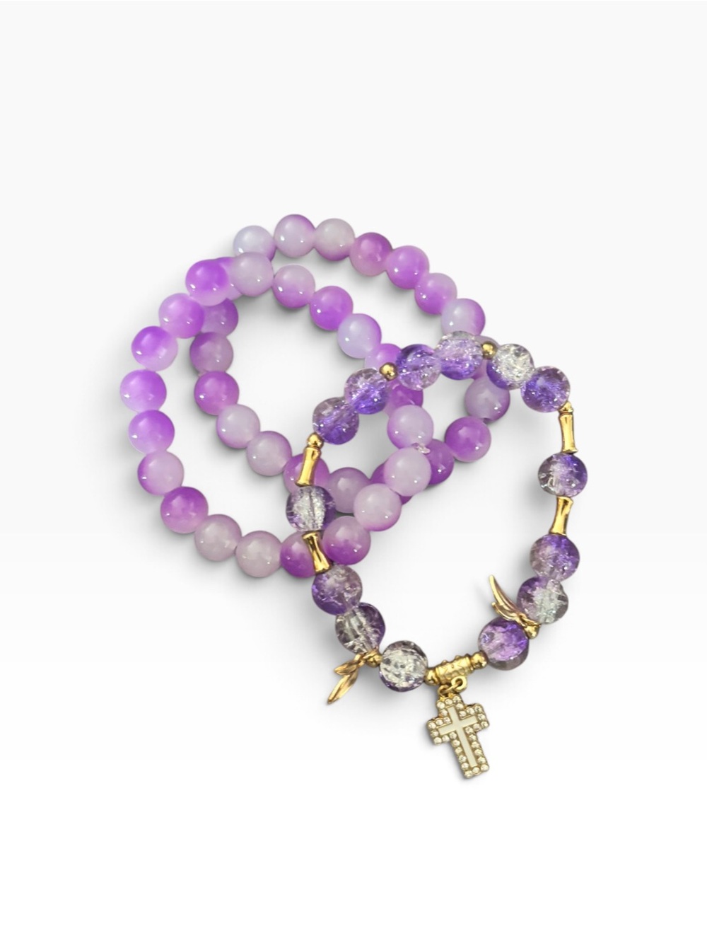 Purple Beaded Bracelets Set
